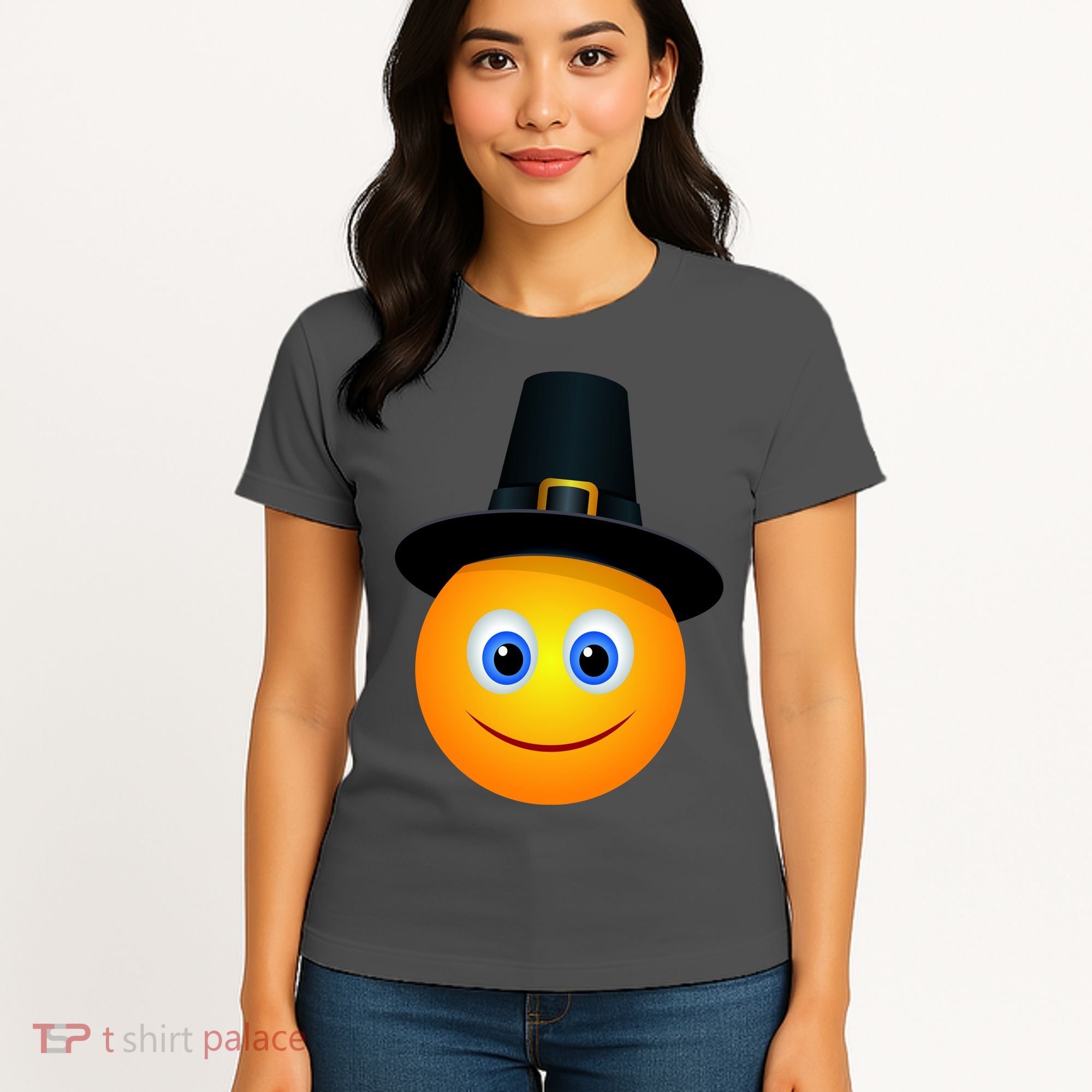 Thanksgiving Pilgrim Emoji Smiley Women's T-Shirt