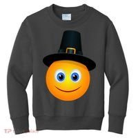 Thanksgiving Pilgrim Emoji Smiley Kids Sweatshirt thumb 0
