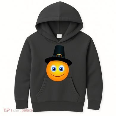 Thanksgiving Pilgrim Emoji Smiley Kids Hoodie