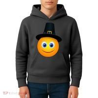 Thanksgiving Pilgrim Emoji Smiley Kids Hoodie thumb 4