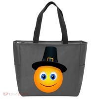 Thanksgiving Pilgrim Emoji Smiley Tote Bag thumb 0