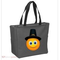 Thanksgiving Pilgrim Emoji Smiley Tote Bag thumb 2