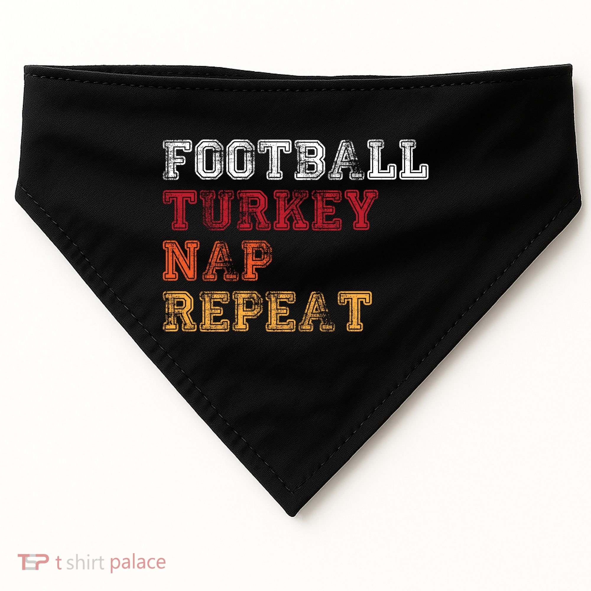 Thanksgiving Schedule Football Turkey Nap Repeat USA-Made Doggie Bandana