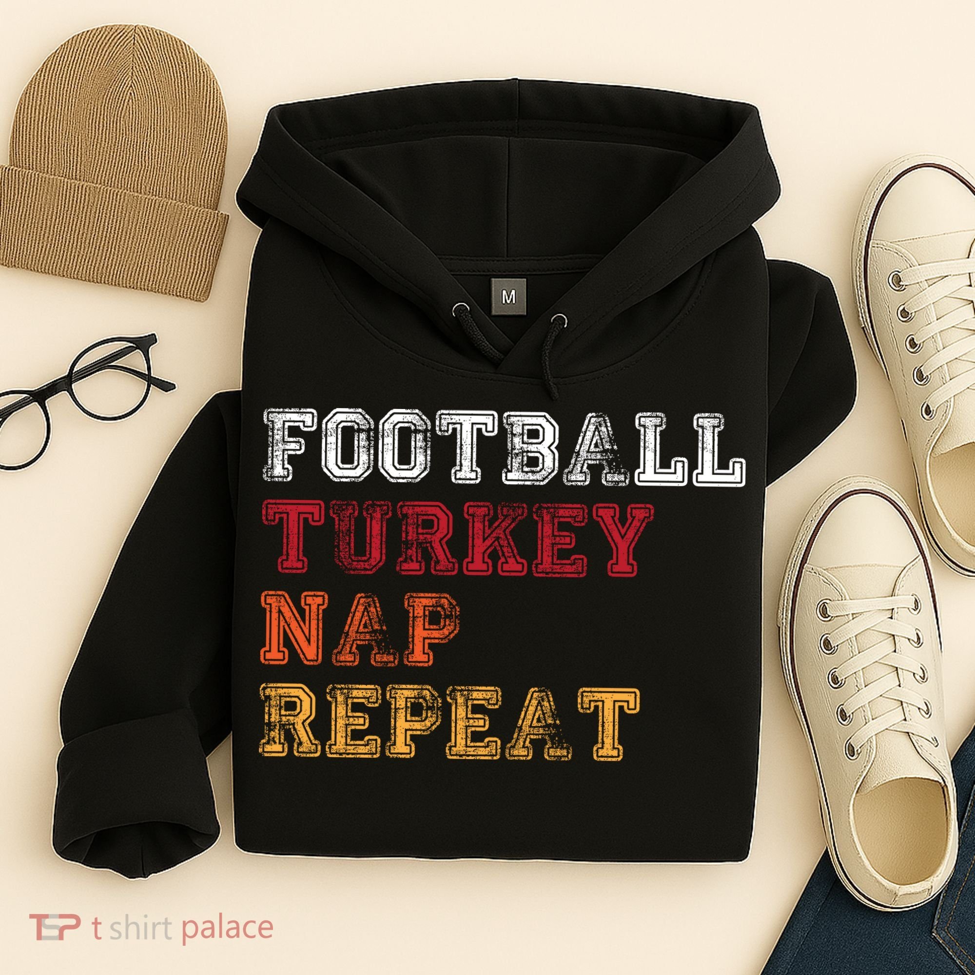 Thanksgiving Schedule Football Turkey Nap Repeat Hoodie