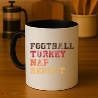 Thanksgiving Schedule Football Turkey Nap Repeat Coffee Mug thumb 4