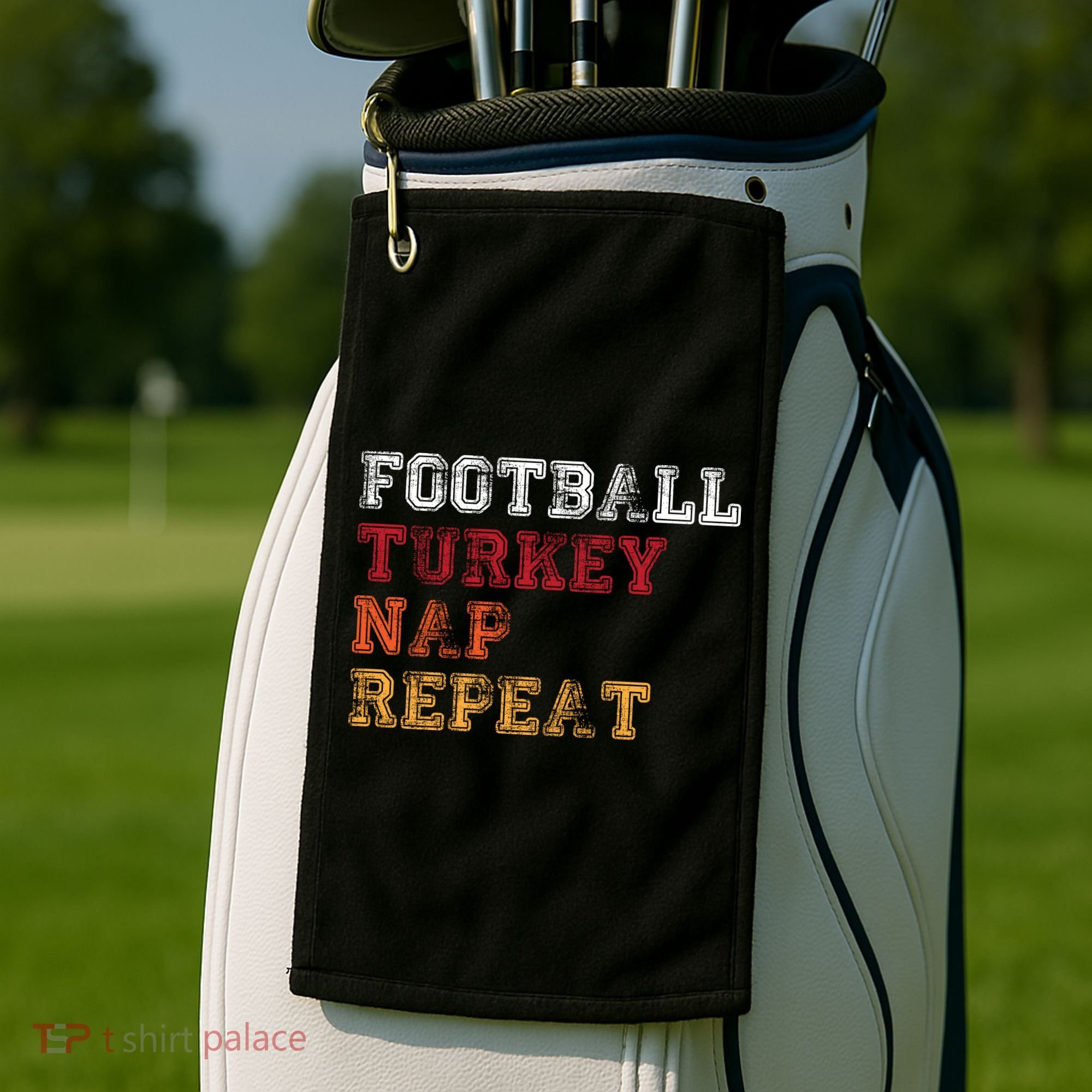Thanksgiving Schedule Football Turkey Nap Repeat Golf Towel
