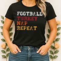 Thanksgiving Schedule Football Turkey Nap Repeat Women's T-Shirt thumb 2
