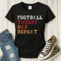 Thanksgiving Schedule Football Turkey Nap Repeat Women's T-Shirt thumb 3