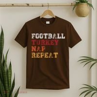Thanksgiving Schedule Football Turkey Nap Repeat T-Shirt thumb 2