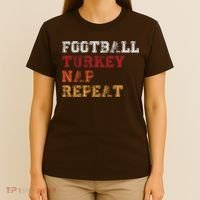 Thanksgiving Schedule Football Turkey Nap Repeat T-Shirt thumb 4