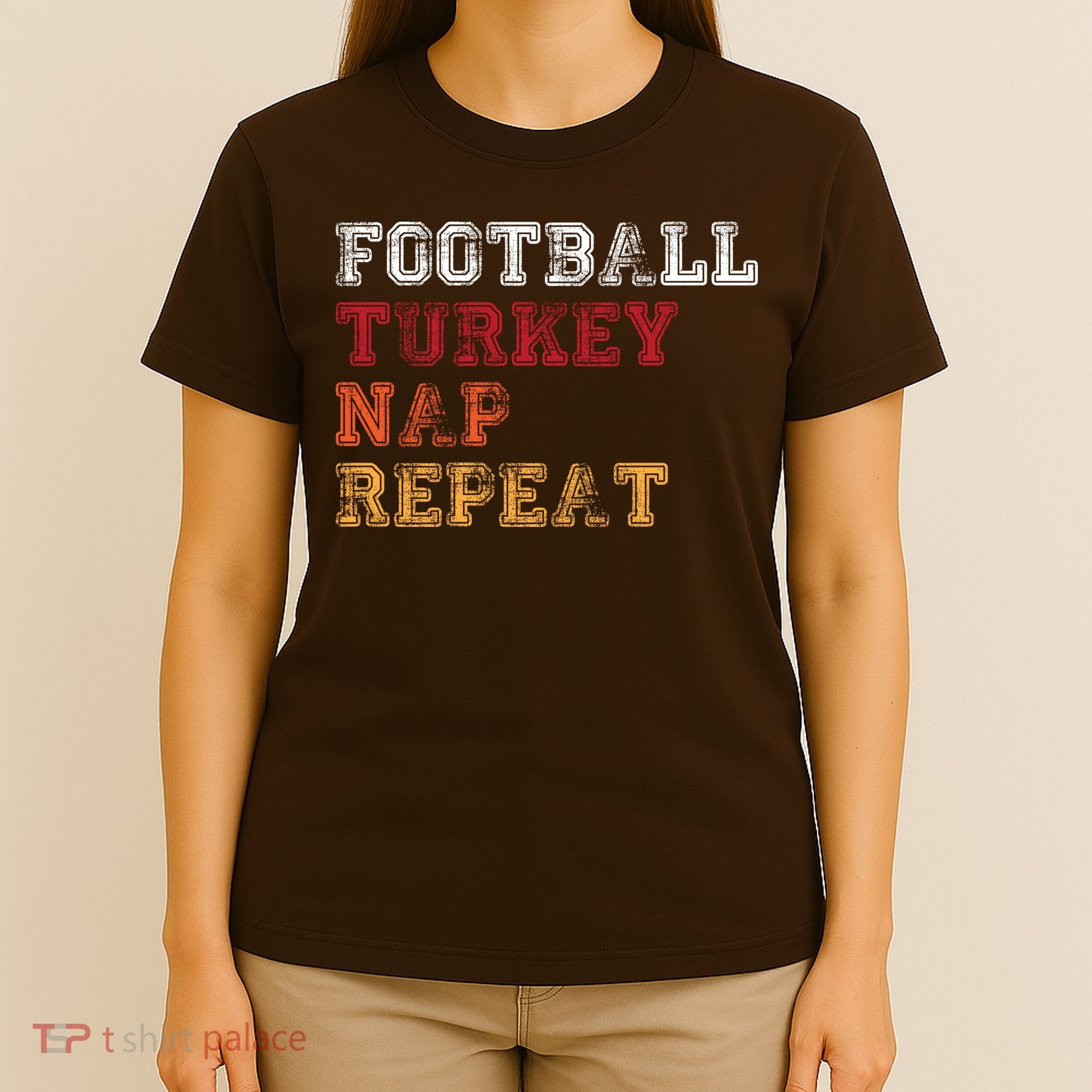 Thanksgiving Schedule Football Turkey Nap Repeat T-Shirt
