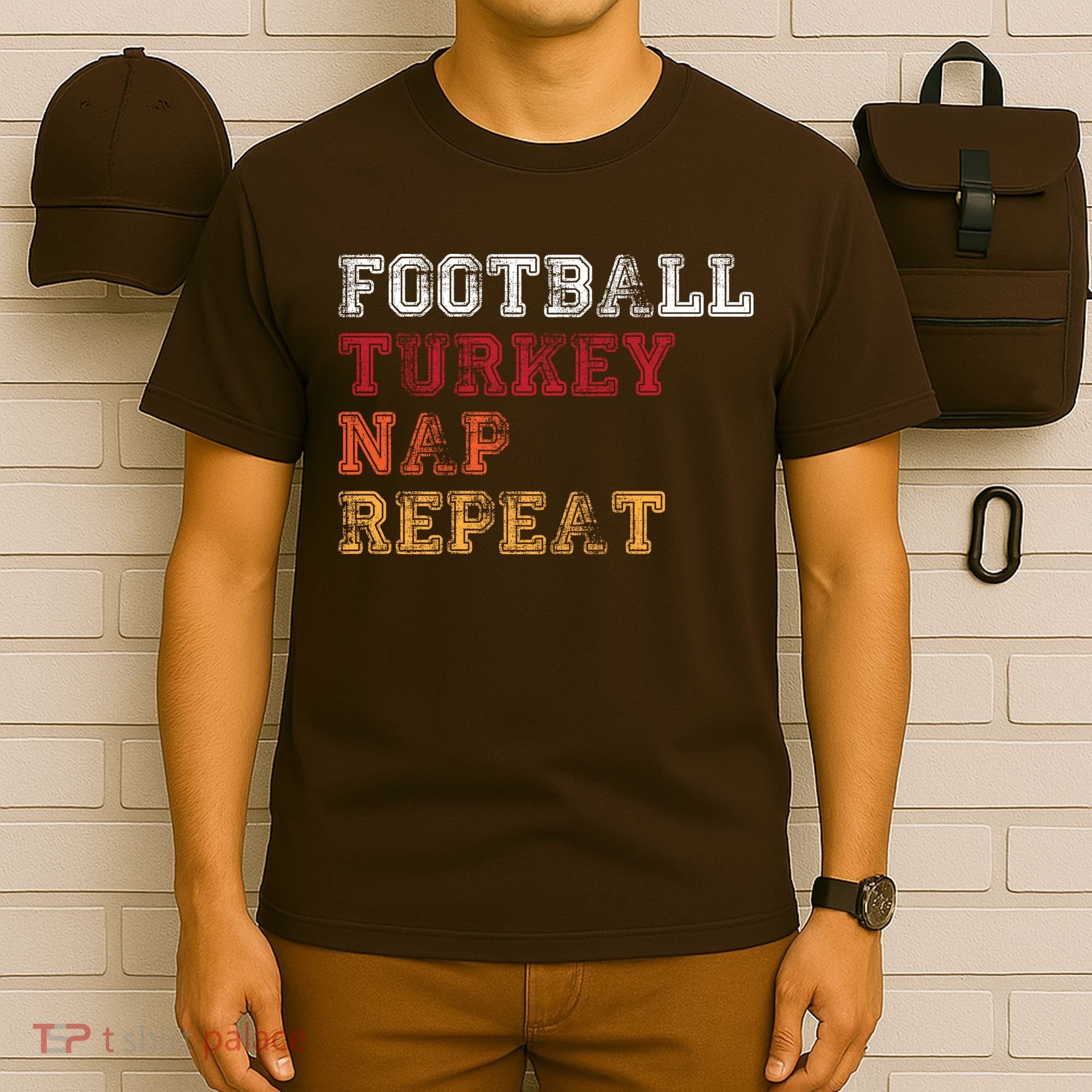 Thanksgiving Schedule Football Turkey Nap Repeat T-Shirt
