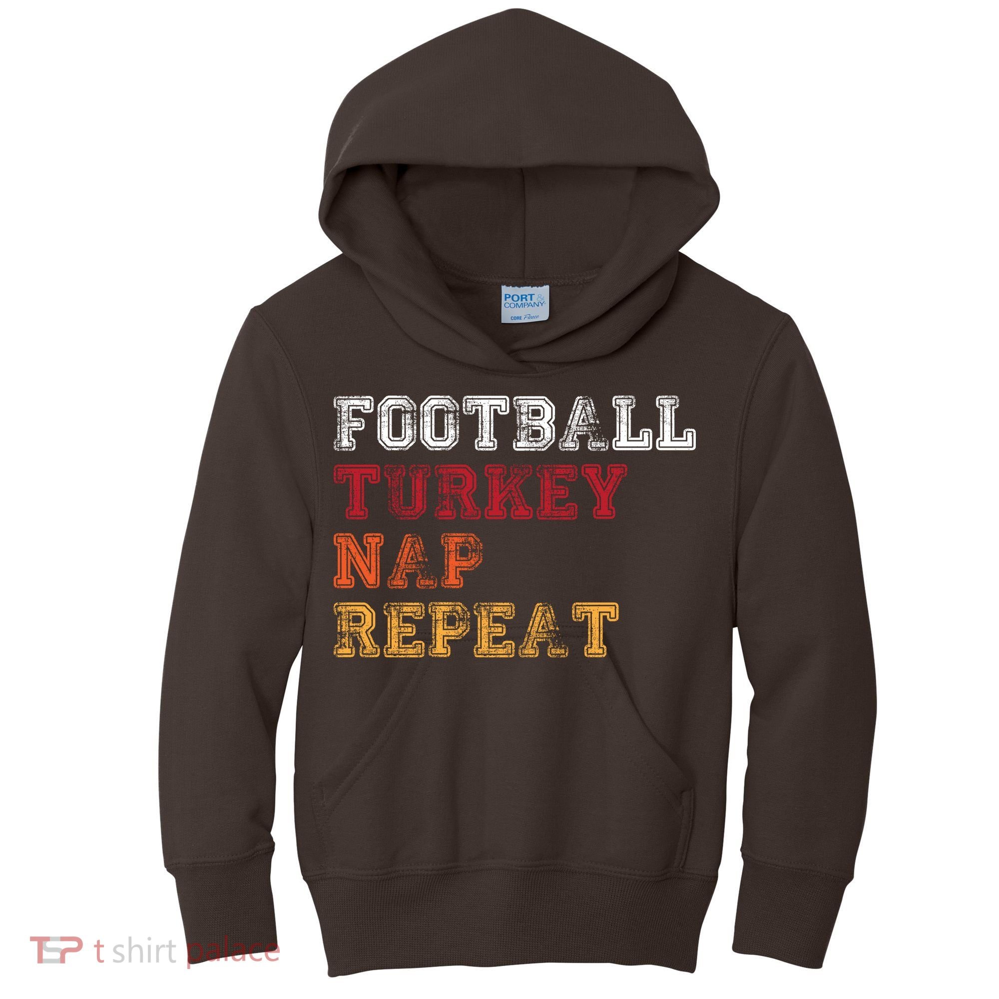 Thanksgiving Schedule Football Turkey Nap Repeat Kids Hoodie