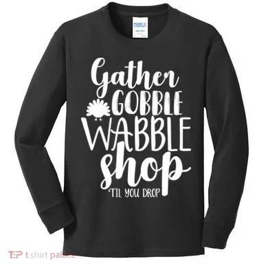 Thanksgiving Shopping Kids Long Sleeve Shirt