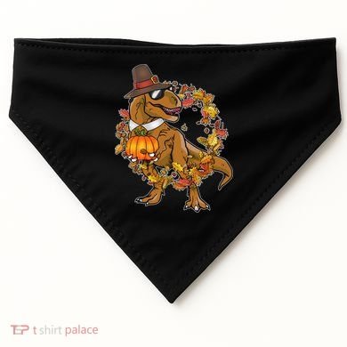 Thanksgiving T-Rex Pilgrim USA-Made Doggie Bandana