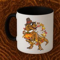 Thanksgiving T-Rex Pilgrim Coffee Mug thumb 2