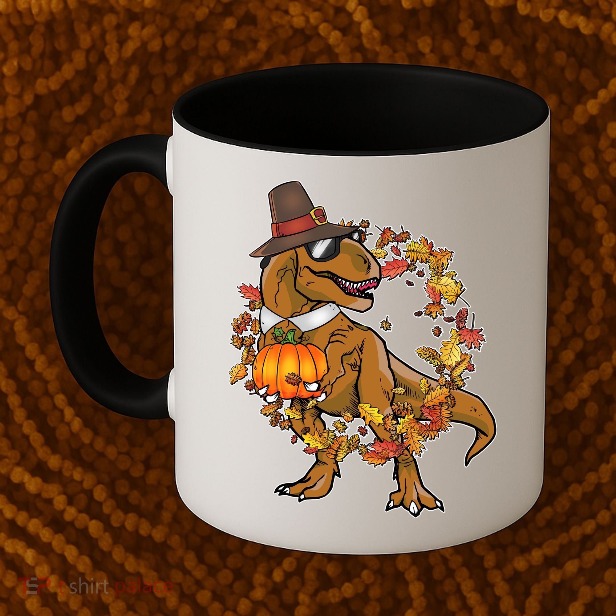 Thanksgiving T-Rex Pilgrim Coffee Mug