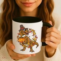 Thanksgiving T-Rex Pilgrim Coffee Mug thumb 3