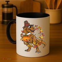 Thanksgiving T-Rex Pilgrim Coffee Mug thumb 4