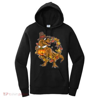 Thanksgiving T-Rex Pilgrim Women's Hoodie