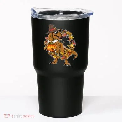 Thanksgiving T-Rex Pilgrim Tumbler