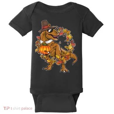 Thanksgiving T-Rex Pilgrim Baby Bodysuit