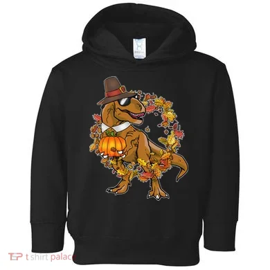 Thanksgiving T-Rex Pilgrim Toddler Hoodie
