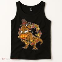 Thanksgiving T-Rex Pilgrim Tank Top thumb 2