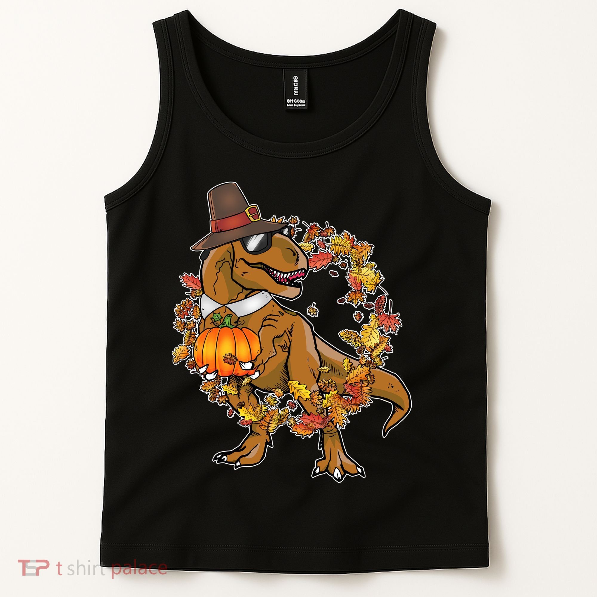 Thanksgiving T-Rex Pilgrim Tank Top