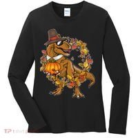 Thanksgiving T-Rex Pilgrim Women's Long Sleeve Shirt thumb 0