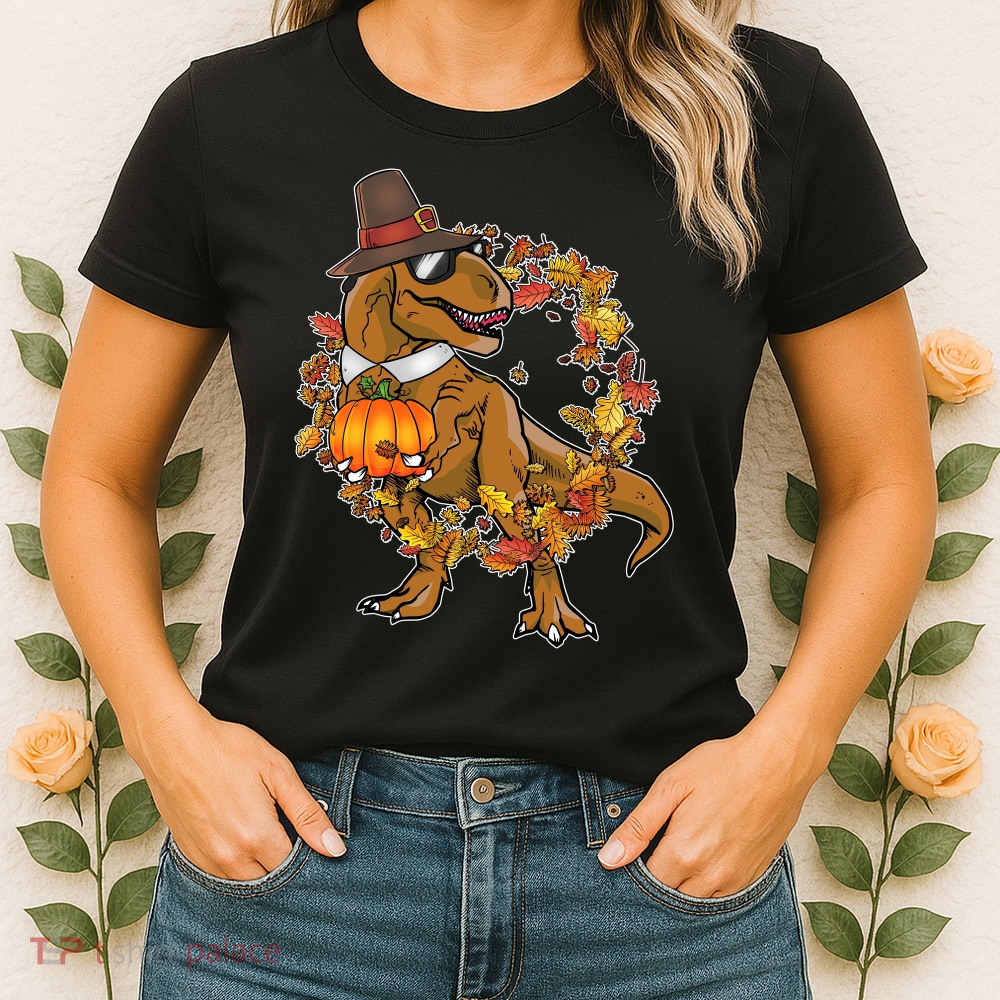 Thanksgiving T-Rex Pilgrim Women's T-Shirt