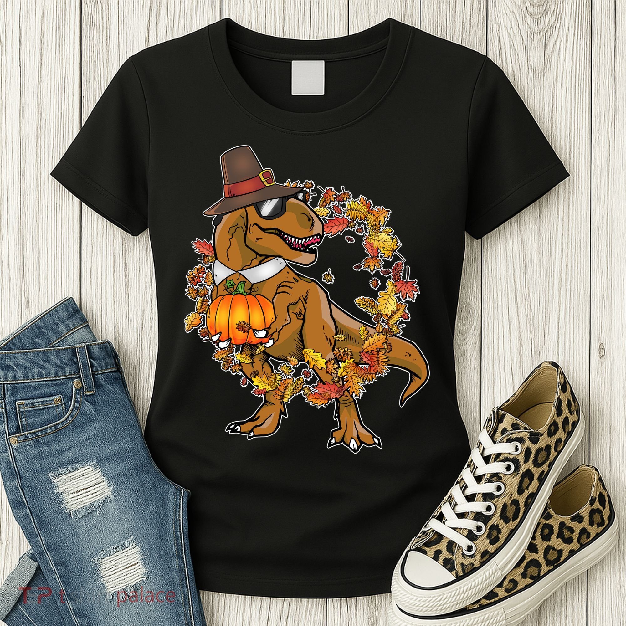 Thanksgiving T-Rex Pilgrim Women's T-Shirt