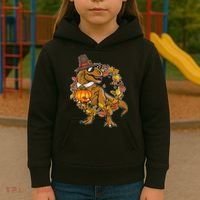Thanksgiving T-Rex Pilgrim Kids Hoodie thumb 3