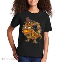 Thanksgiving T-Rex Pilgrim Kids T-Shirt thumb 2