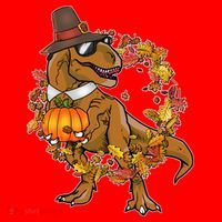 Thanksgiving T-Rex Pilgrim Santa Hat thumb 1