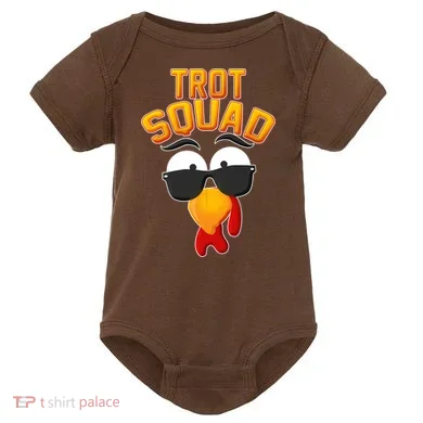 Thanksgiving Trot Squad Turkey Baby Bodysuit