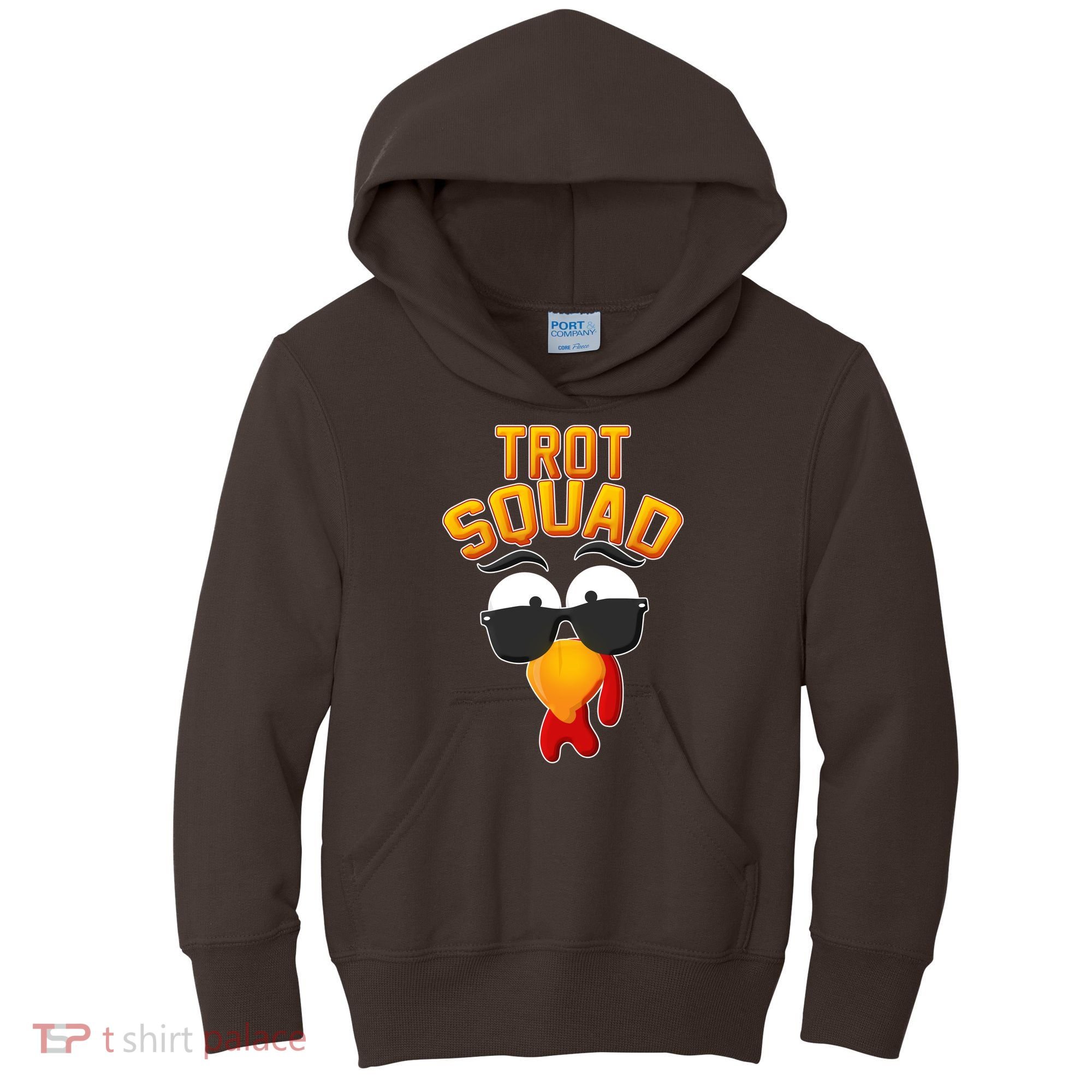 Thanksgiving Trot Squad Turkey Kids Hoodie