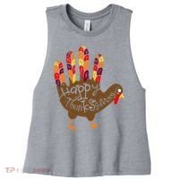 Thanksgiving Turkey Hand Women's Racerback Cropped Tank thumb 0