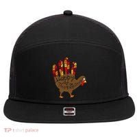 Thanksgiving Turkey Hand 7 Panel Mesh Trucker Snapback Hat thumb 0
