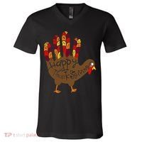Thanksgiving Turkey Hand V-Neck T-Shirt thumb 0