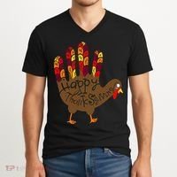 Thanksgiving Turkey Hand V-Neck T-Shirt thumb 2