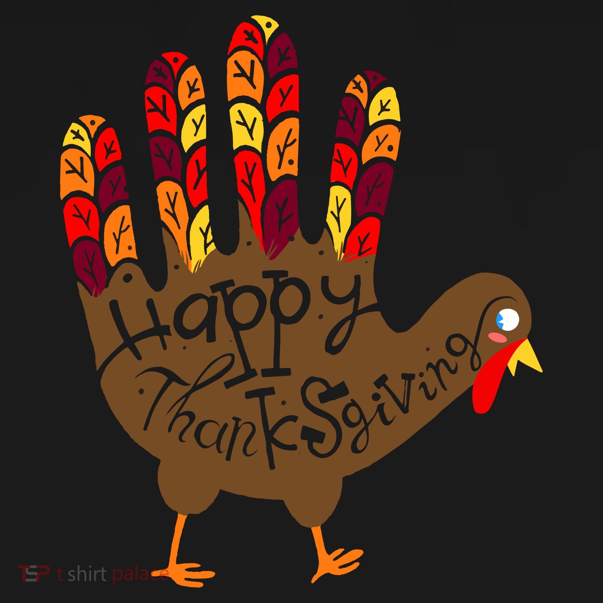 Thanksgiving Turkey Hand Dry Zone Grid Polo