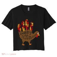 Thanksgiving Turkey Hand Women's Crop Top Tee thumb 0
