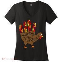 Thanksgiving Turkey Hand Women's V-Neck T-Shirt thumb 0