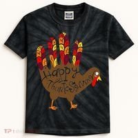 Thanksgiving Turkey Hand Kids Tie-Dye T-Shirt thumb 0