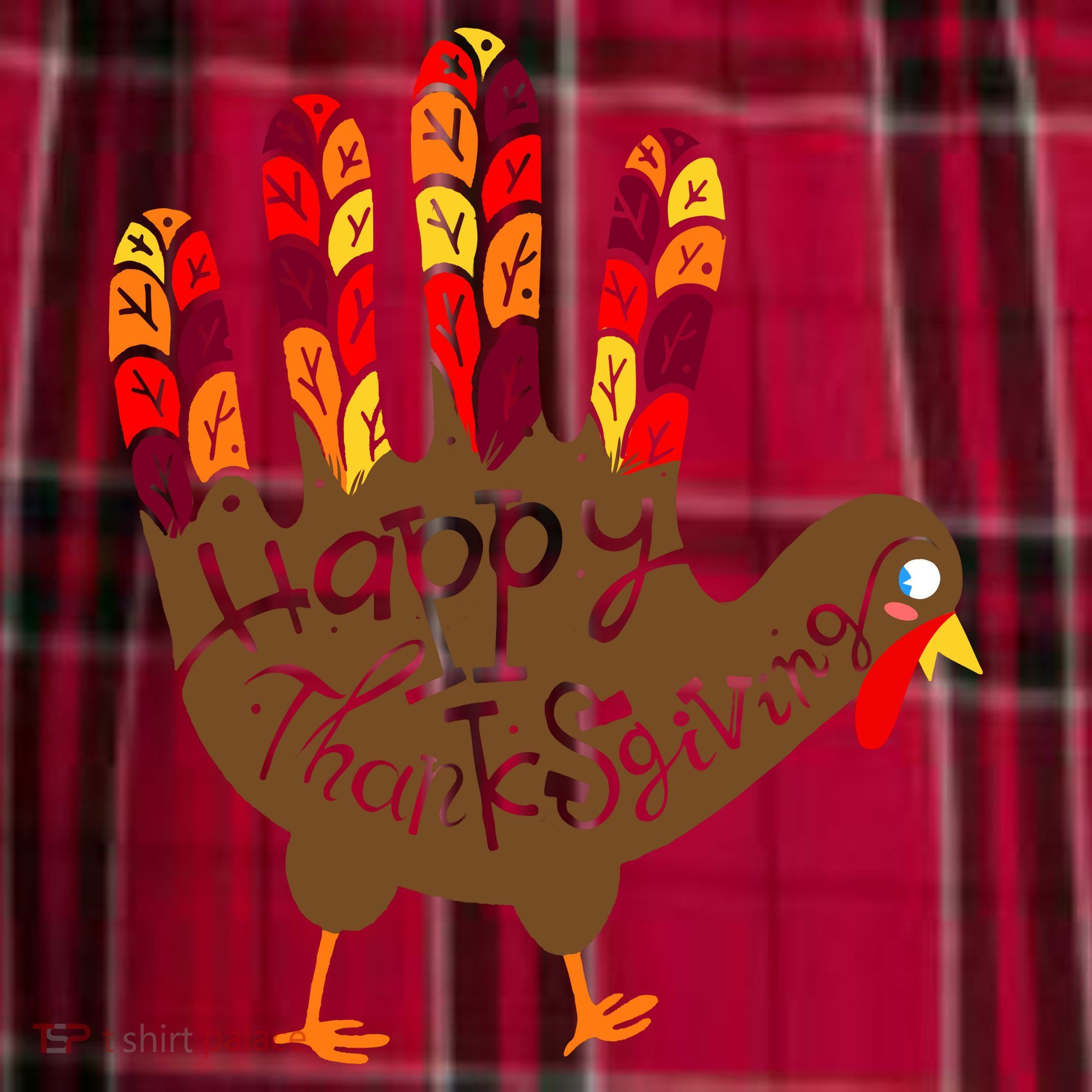 Thanksgiving Turkey Hand Men's Flannel Plaid Pajama Pants