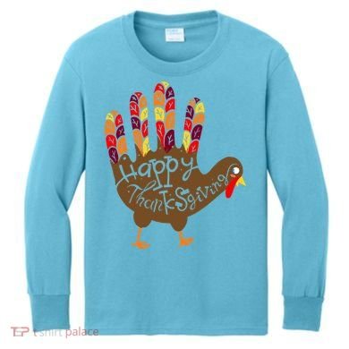 Thanksgiving Turkey Hand Kids Long Sleeve Shirt