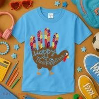 Thanksgiving Turkey Hand Kids T-Shirt thumb 3