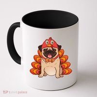 Thanksgiving Turkey Pug Coffee Mug thumb 0