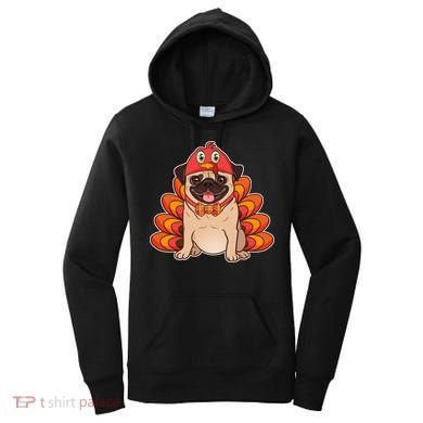 Thanksgiving Turkey Pug Women's Hoodie